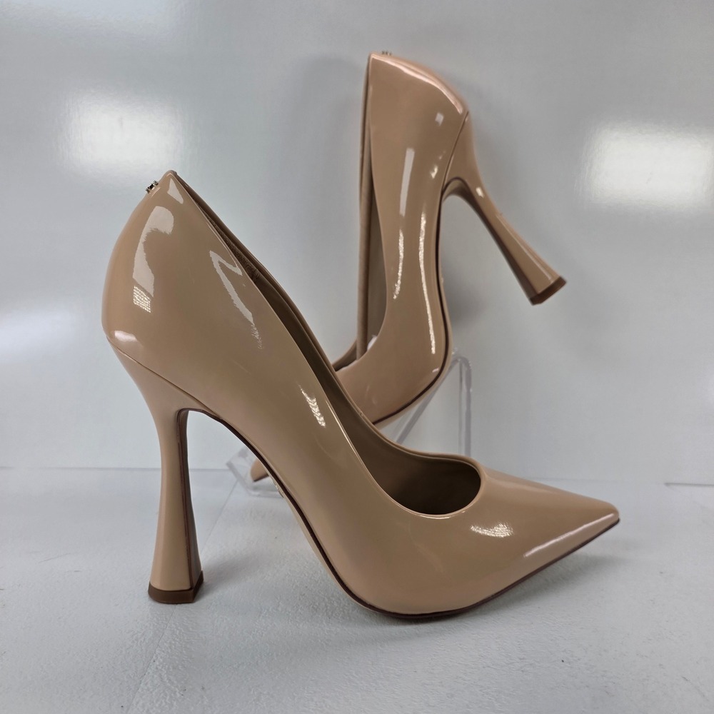 Sam Edelman Antonia Beige Patent‎ Pointed Toe Flared Heels Shoes 9.5M I1067S1651